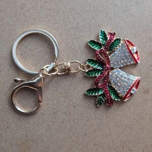 Holiday Bell Keychain with Rhinestones